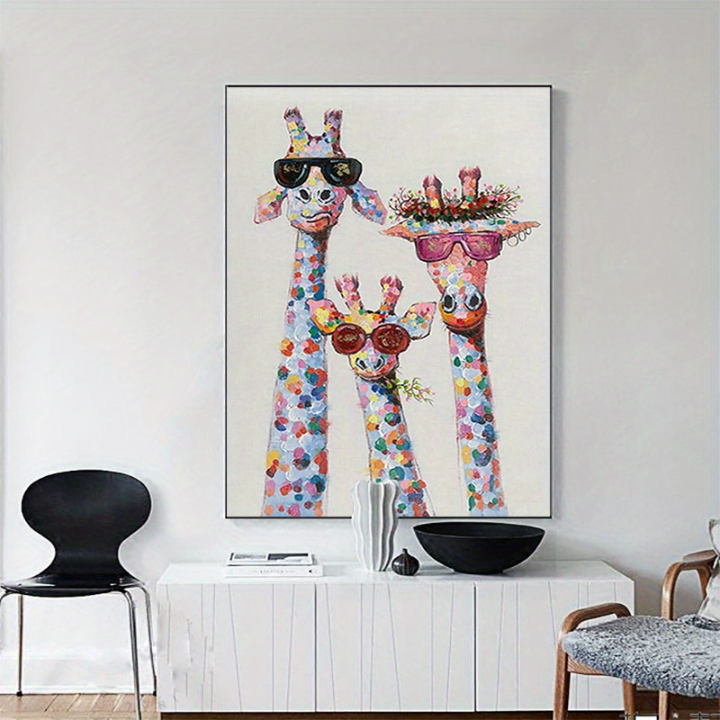 1pc Human And Giraffe Diamond Painting Kits , 5D DIY Diamond Art Kits,  Round Full Rhinestones With Accessories, Adult Art Painting For Home Wall  Deco