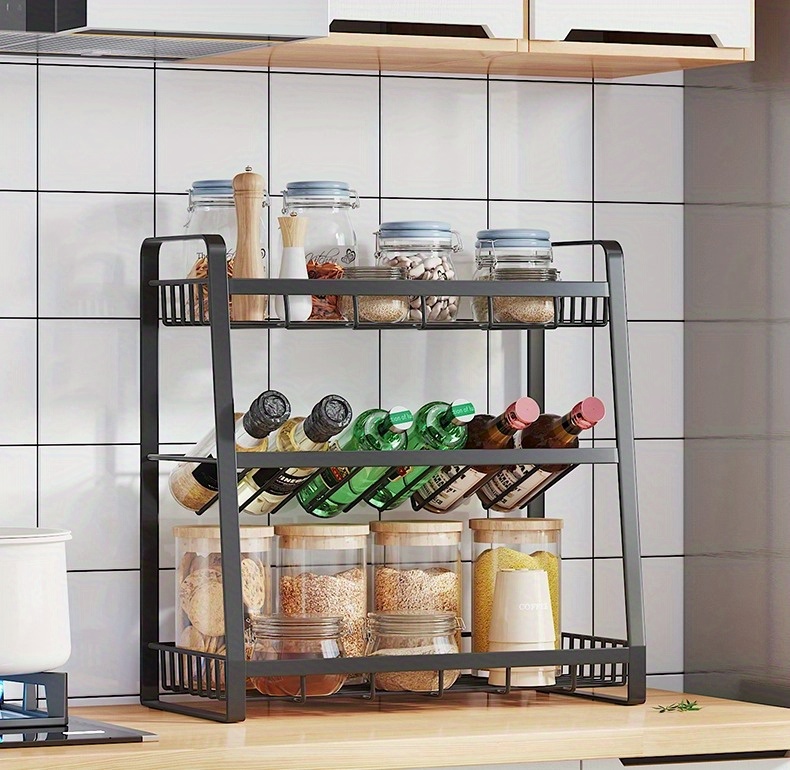 DearyHome Cabinet Shelf, 13 Kitchen Counter Shelf, Metal Wire Stackable  Cupboard Spice Rack, Space Saving Countertop Orgainzer and Storage Rack