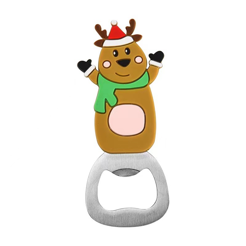 4pcs Xmas Tree Beer Bottle Opener Stainless Steel Multi-Function Silicone Grip
