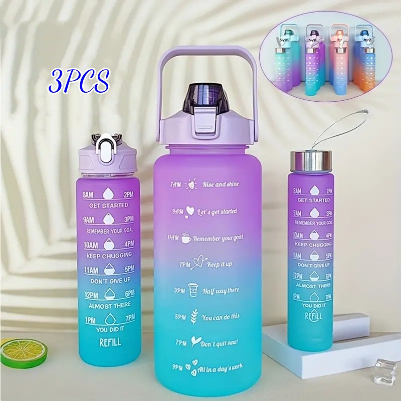 Outdoor Sports Water Bottle, Gradient Color Water Bottle With Time Scale  For Adult Student, Portable Motivational Water Cup With Pop-up Lid, Boys  And Girls Christmas Birthday Gift - Temu