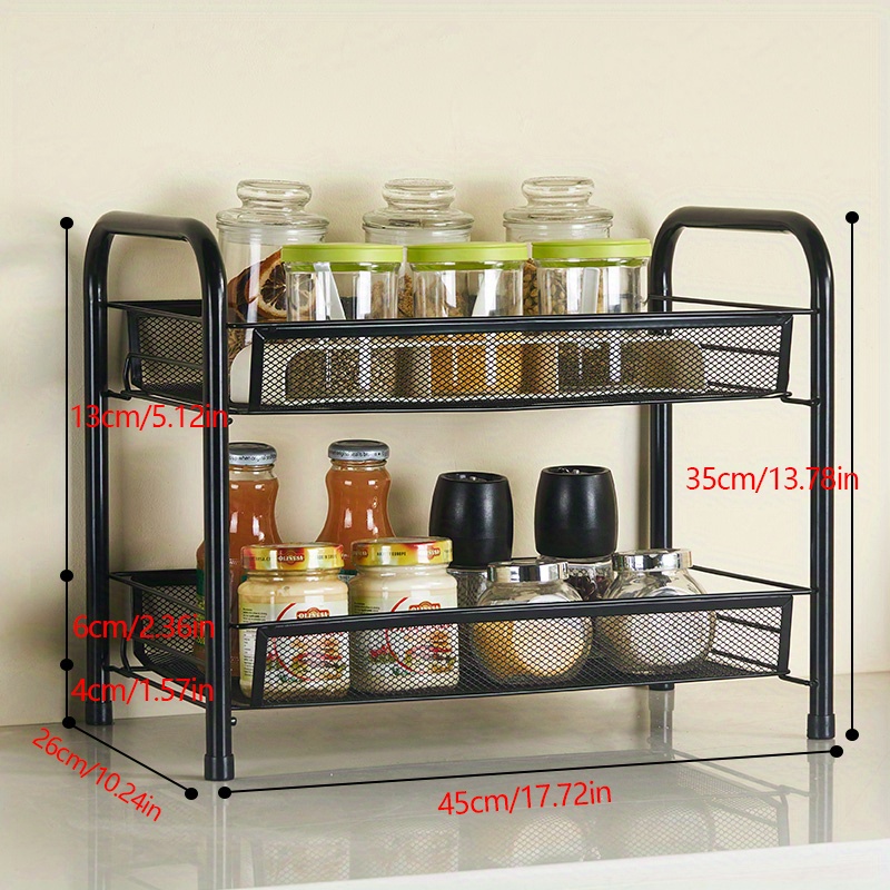 1pc Kitchen Seasoning Rack Organizer For Cabinet and Countertop Storage
