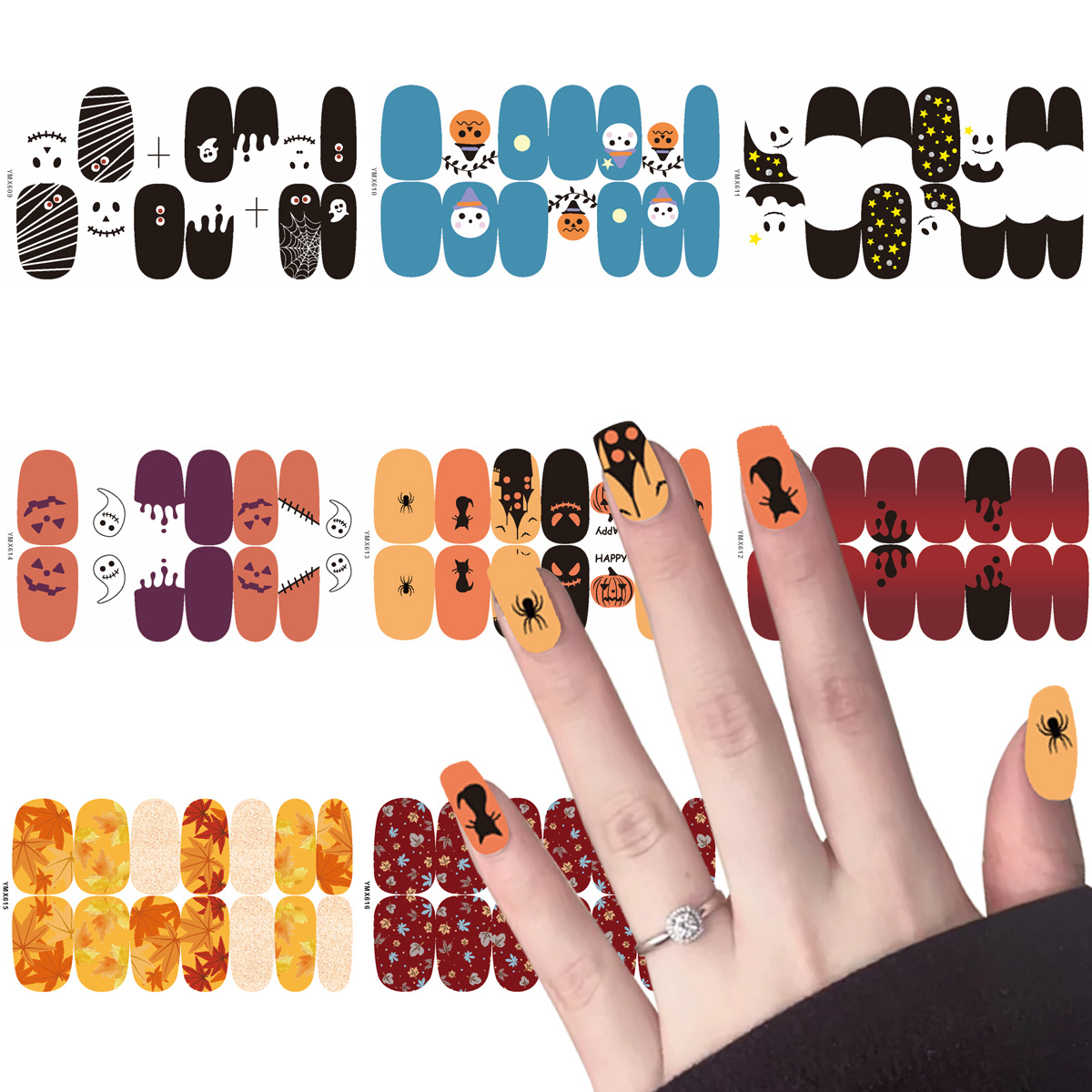 Designer Halloween Nail Decals 8 Sheets