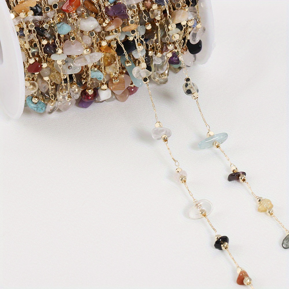 1meter Bohemian Style Crystal Irregular Stone Beaded Chain - Temu