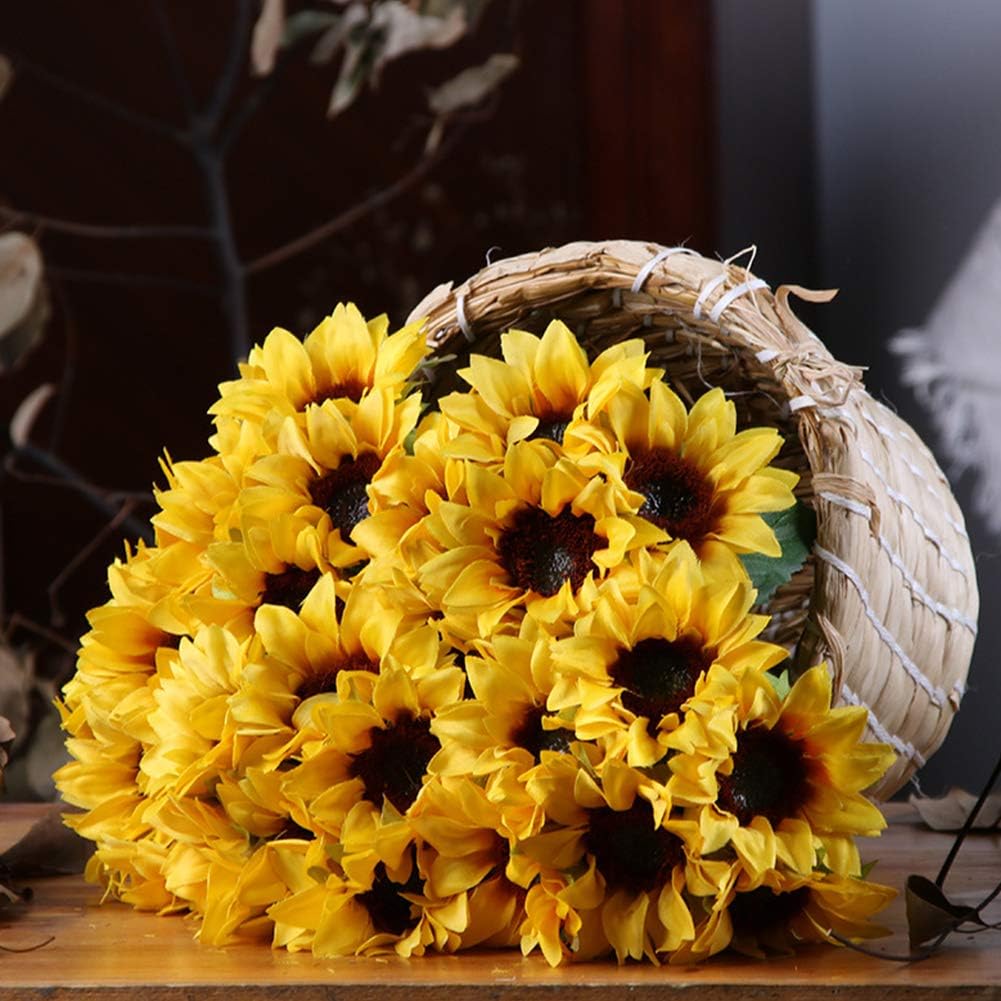 Beautiful Yellow Sunflowers Artificial Flowers Mini Fake Sunflowers Bouquet