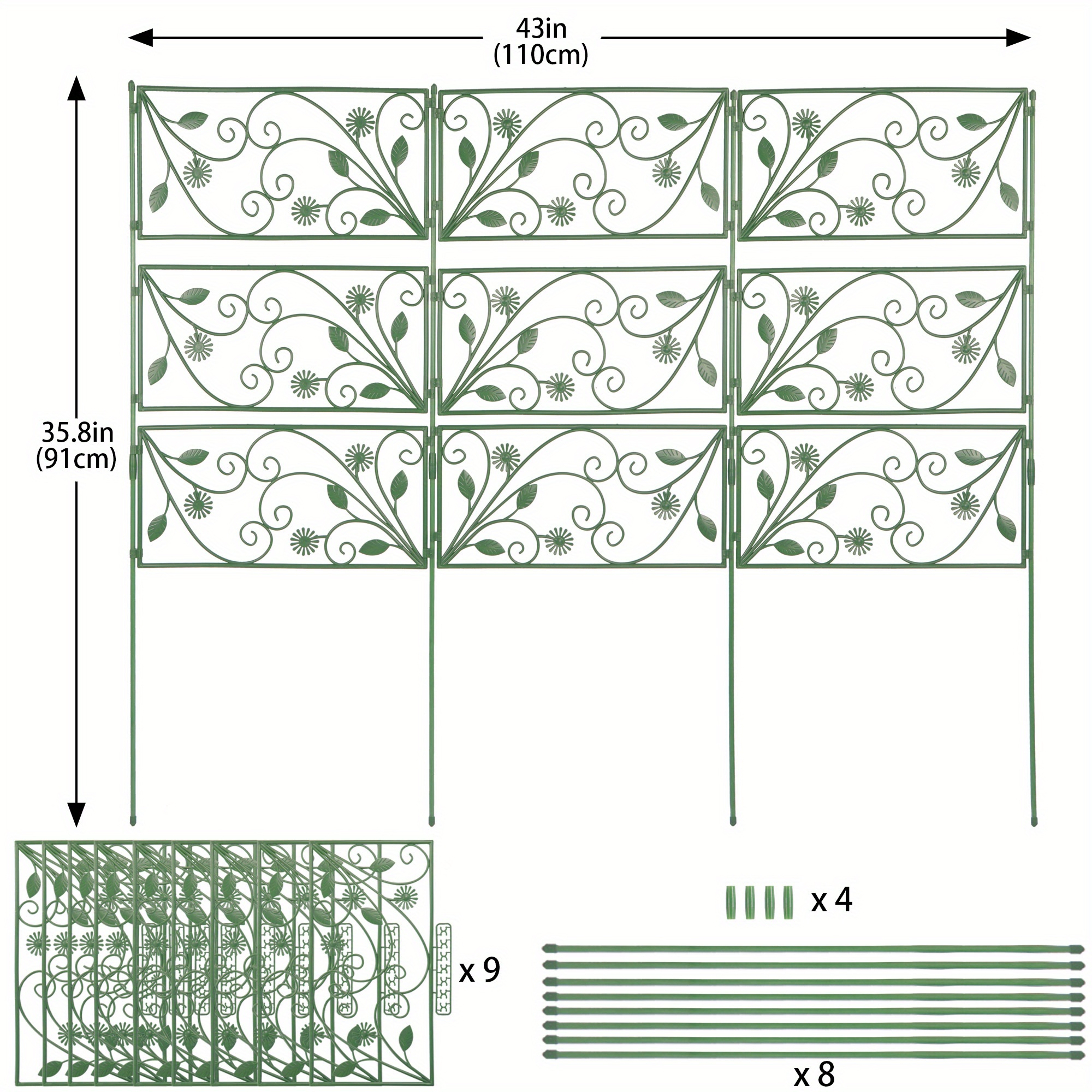 5Y0842 Treillis pour plantes grimpantes 38x150 cm Marron Métal Rectangle  Support de plante
