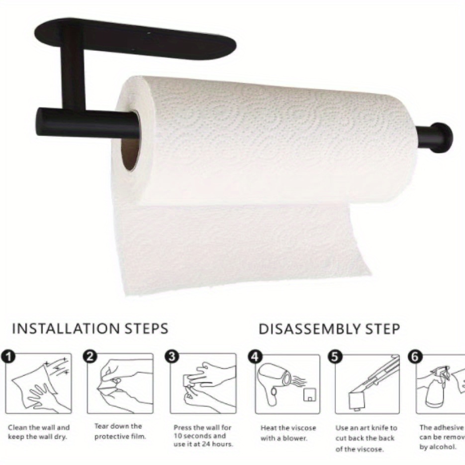 Paper Towel Holder Under Cabinet, Wall Mount Paper Towel Rack, Towel Paper Bar for Kitchen, Pantry, Sink, Bathroom