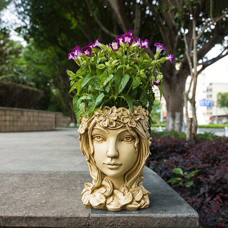 Retro Goddess Statue Succulent Flower Pot head Planter lady - Temu