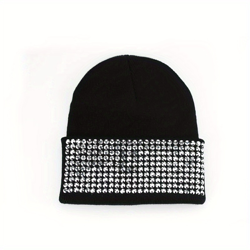 Image of Rhinestone Fashion Versatile Autumn/winter Pullover Hat