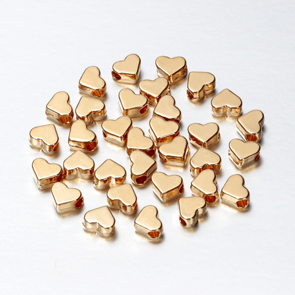 Love Heart Beads Golden Color Beads Spacer Loose Charms Bead - Temu