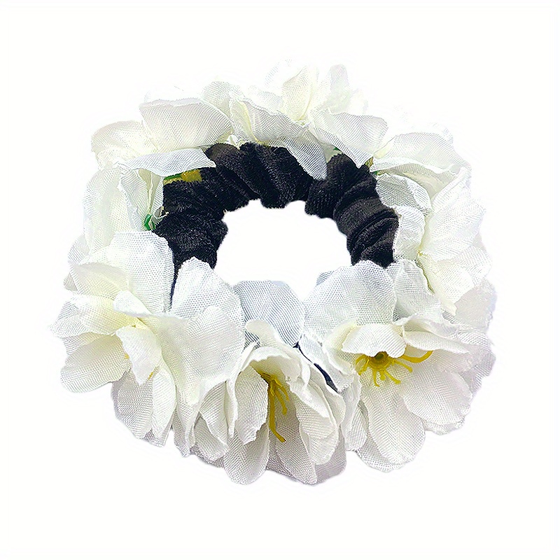 New Bubble Satin Fabric Hair Rope Floral Hair Scrunchie Hair