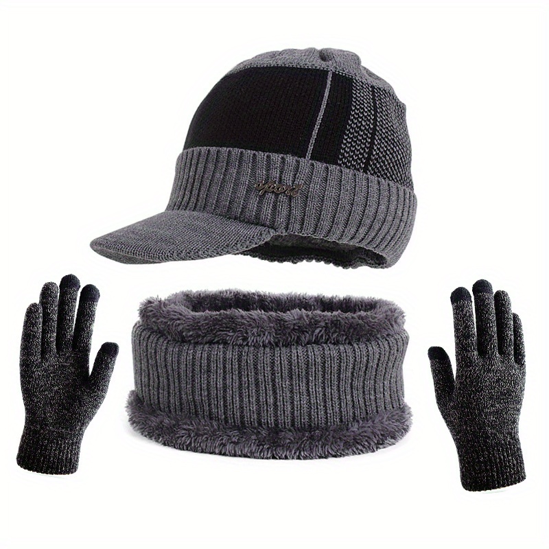 Gorros y Guantes Hombre, Guantes Lana Gris