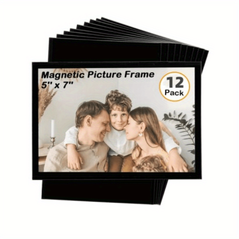 Magnetic Picture Frame, Holds 4X6 Inches Pictures, Reusable Black