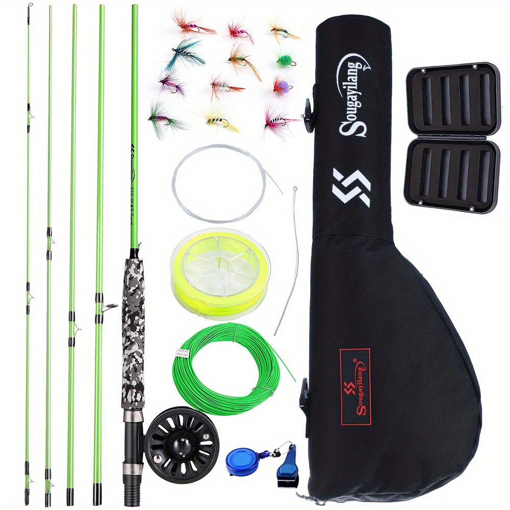 Sougayilang Fishing Rod Reel Combos Kit, Including High Carbon Fishing  Pole, Black Smooth Fishing Reel, Artificial * Bait, Fishing Line And More
