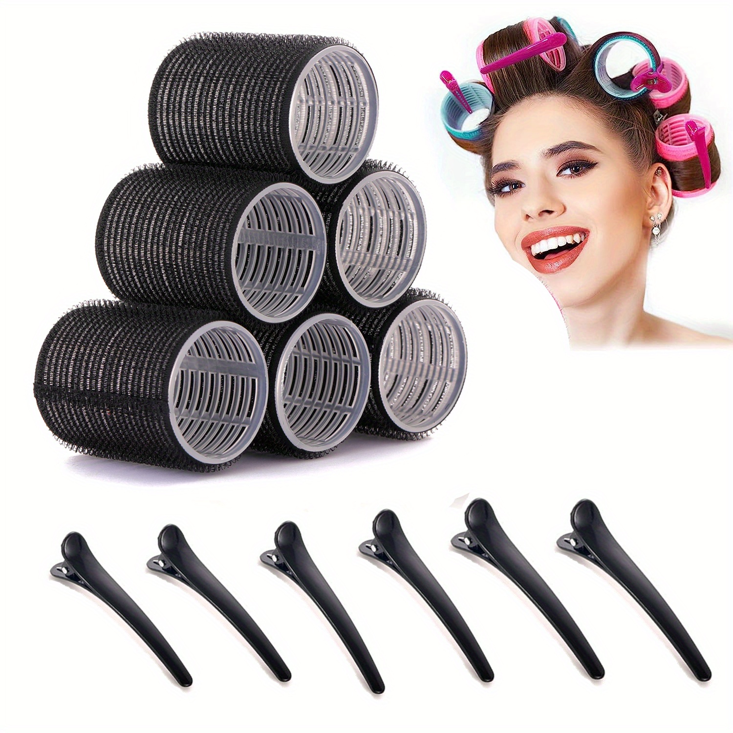 Self adhesive Hair Curling Roller Clip Set 6 Hair Curlers Temu
