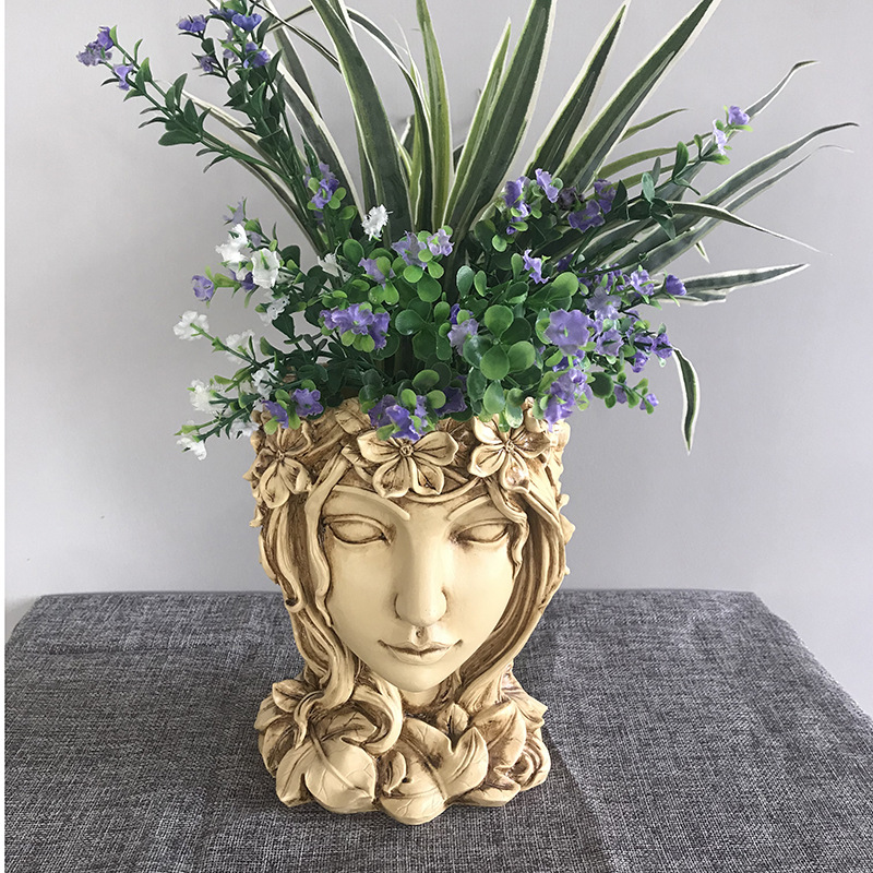 Retro Goddess Statue Succulent Flower Pot head Planter lady - Temu