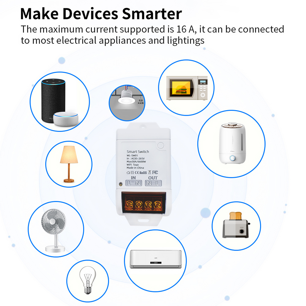 Interruttore Smart Light WIFI, Mini modulo fai-da-te, interruttore  telecomando Wireless, interruttore elettrodomestico, 110/220V, lavoro con  Tuya Smart life