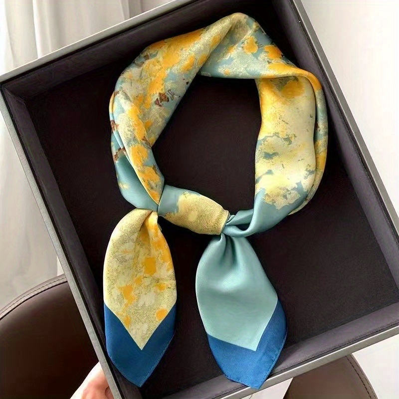 27 55 Chain Belt Print Square Scarf Satin Bohemia Imitation Silk Scarf Bandana  Women Headscarf Simple Neckerchief, Shop On Temu And start Saving