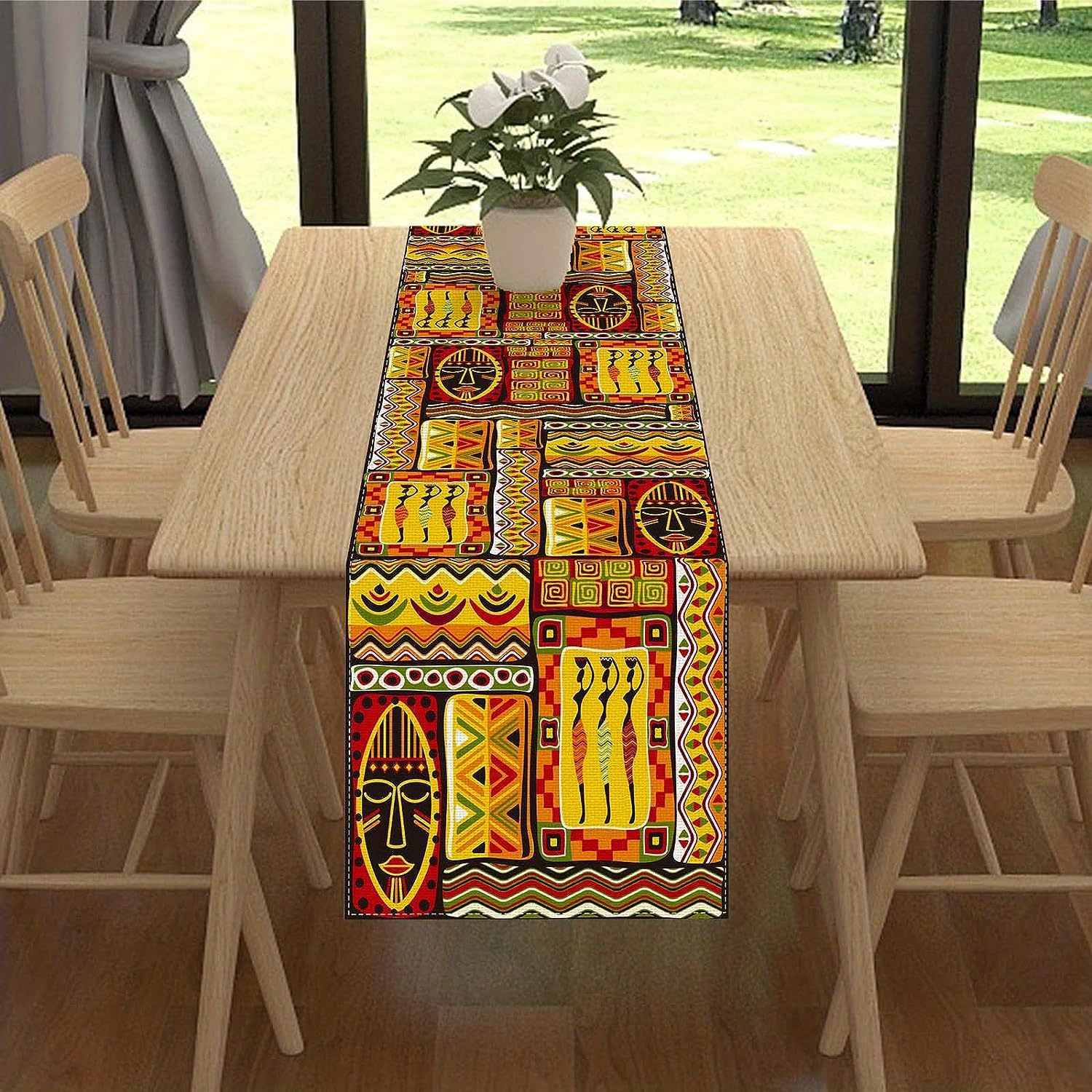 Happy Kwanzaa Linen Table Runners African Heritage Holiday Dining Table  Decoration for Family Party Decor Dustproof Table Runner