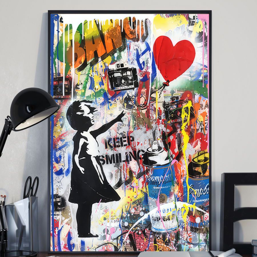 1 Pezzo Banksy Art Canvas Painting Graffiti Street Girl - Temu Switzerland