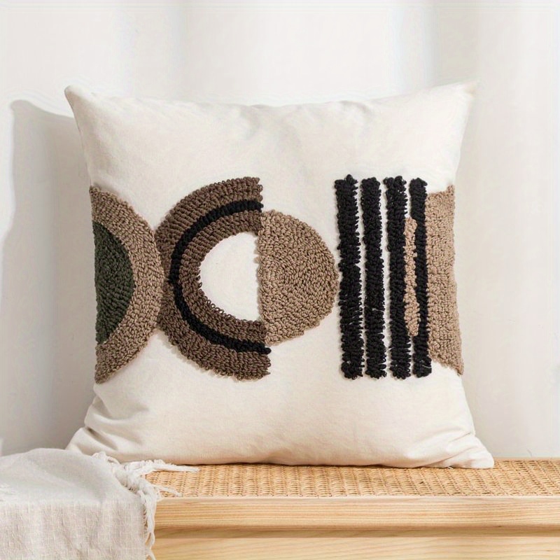 Image of 1 Geometric Pillow Cover American Luxury Velvet Canvas Living Room Sofa Bedroom Bedside Cushion Cover