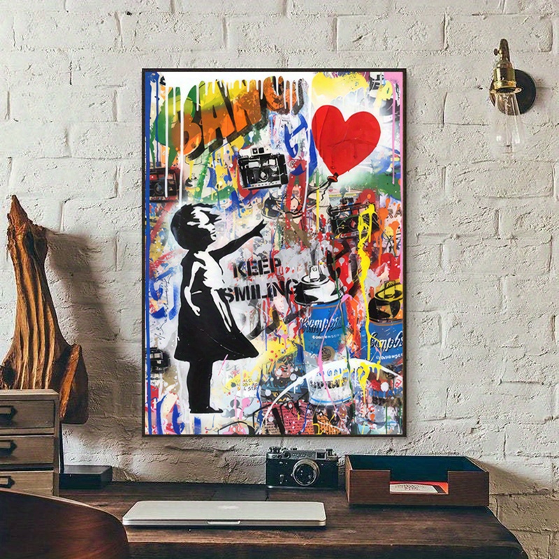 1 Pezzo Banksy Art Canvas Painting Graffiti Street Girl - Temu Switzerland