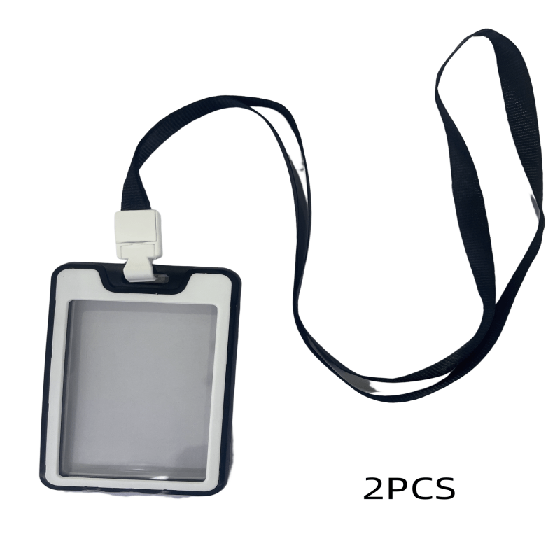 2pcs Badge Clip, Vertical PU Leather ID Card Bag, with 1 Transparent ID Card Insert Pocket, Detachable Neck Strap, and Retractable Badge Scroll ID