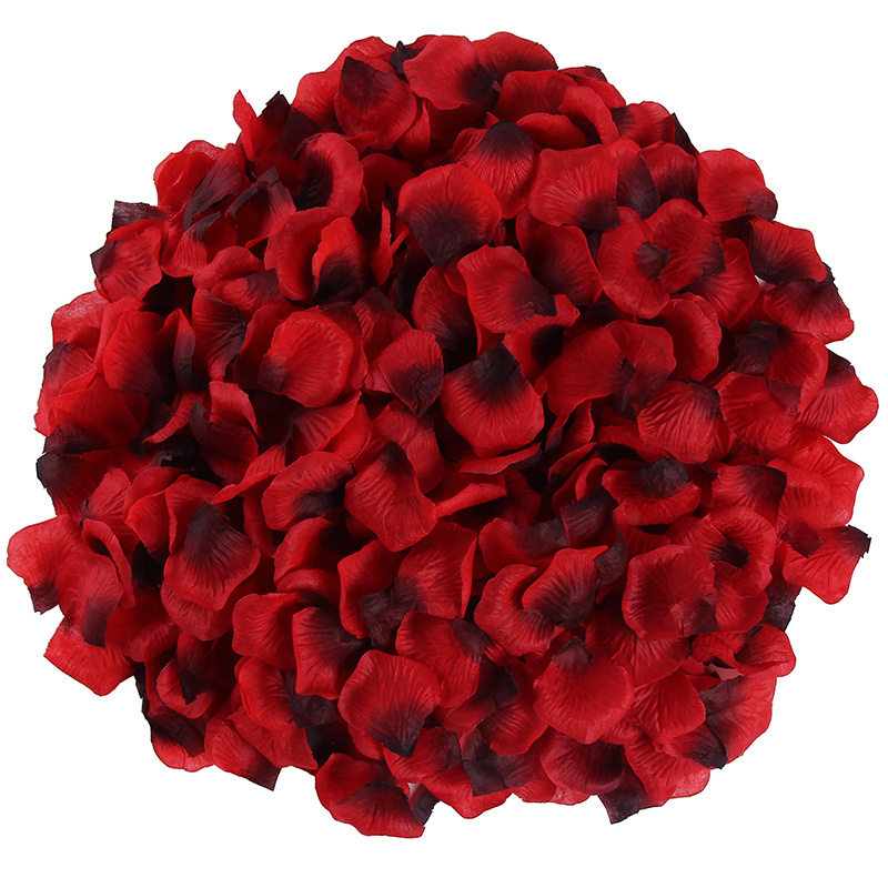 1000pcs Rose Petals Artificial Silk Flower Rose Petals for Wedding  Decorations, Romantic Night, Valentine's Day, Parties - Dark red black 