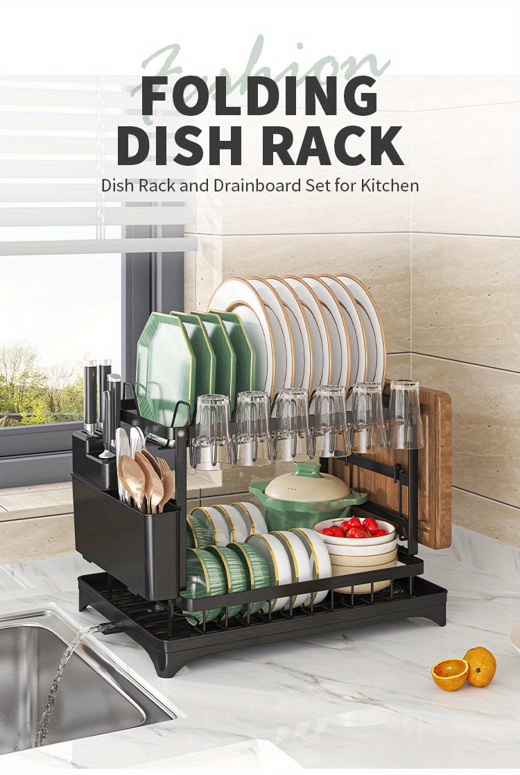 Dish Drying Rack Fold Kitchen Organizer Plate Bowl Storage Drain Rack  Multifunctional Double-Layer Filter Rack Kichen Tools - AliExpress