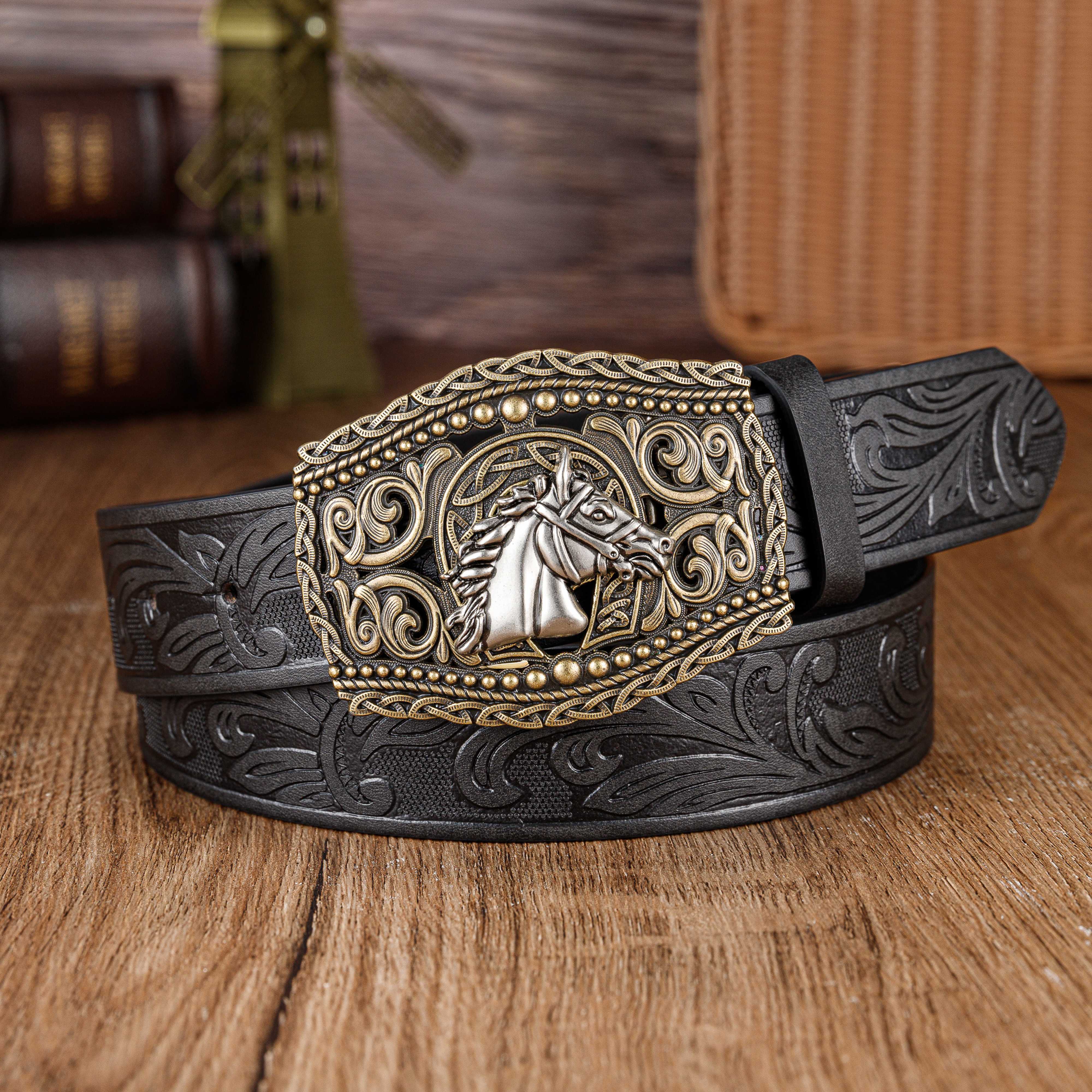 1pc Cowboy Skull Head Big Board Buckle Belt, Trendy Versatile PU Leather  Belt For Men, Ideal choice for Gifts