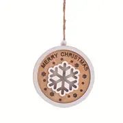 1pc 23 new christmas wooden painted christmas round light sign hanging creative hollow christmas tree decoration with lights hanging sign details 6