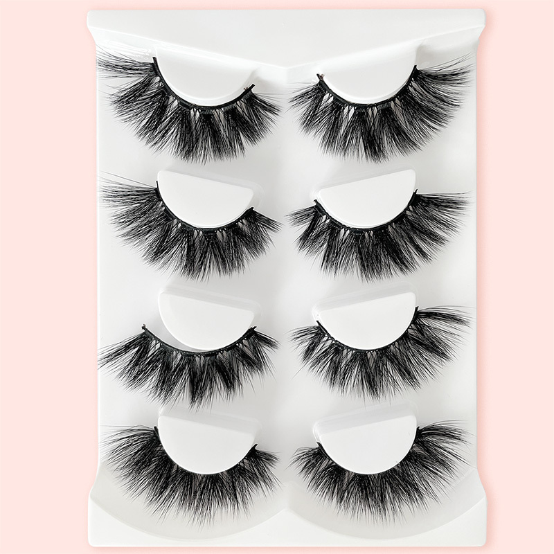 4 Pairs Full Curling False Eyelashes Daily Use Fluffy Delicate Eyelashes