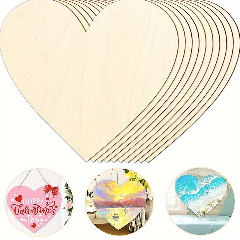 50pcs Wooden Hearts Paintable Wood Cutouts Unfinished Wood Heart