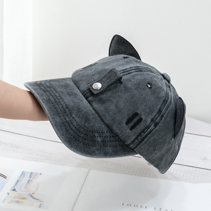 Cat-ear Hat For Women, Baseball Cap Style With Aviator Sunglasses,  Multi-functional Sun Hat With Vintage Washed Texture