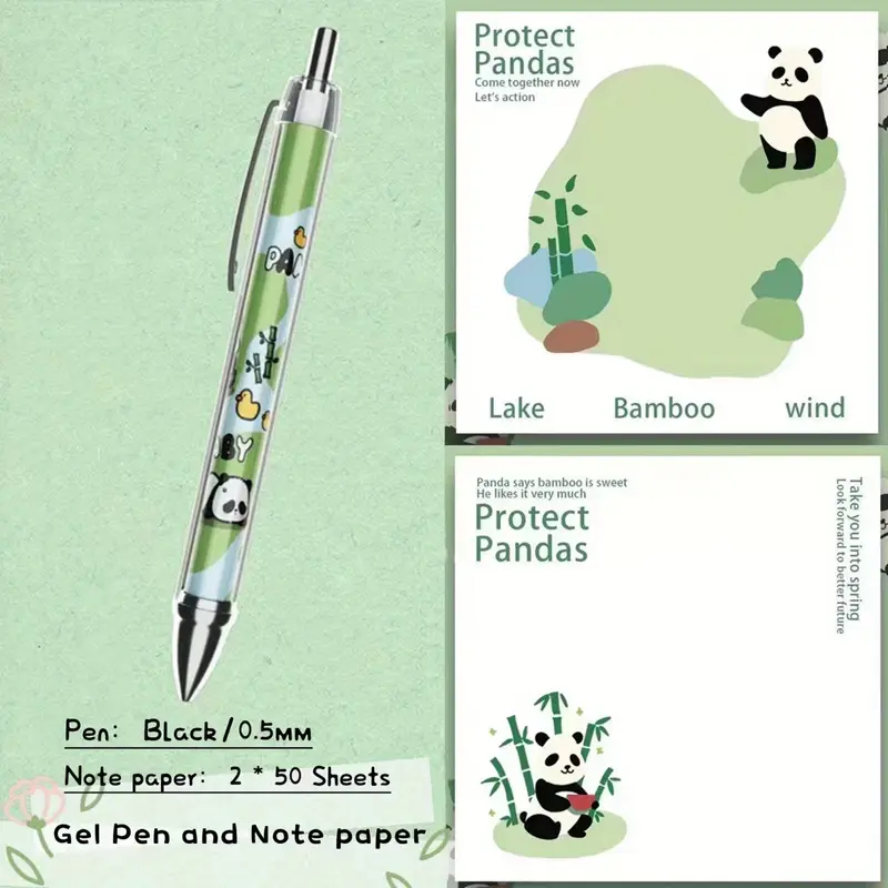 Series Note Pad Gel Pen Set Cartoon Animal Panda - Temu New Zealand