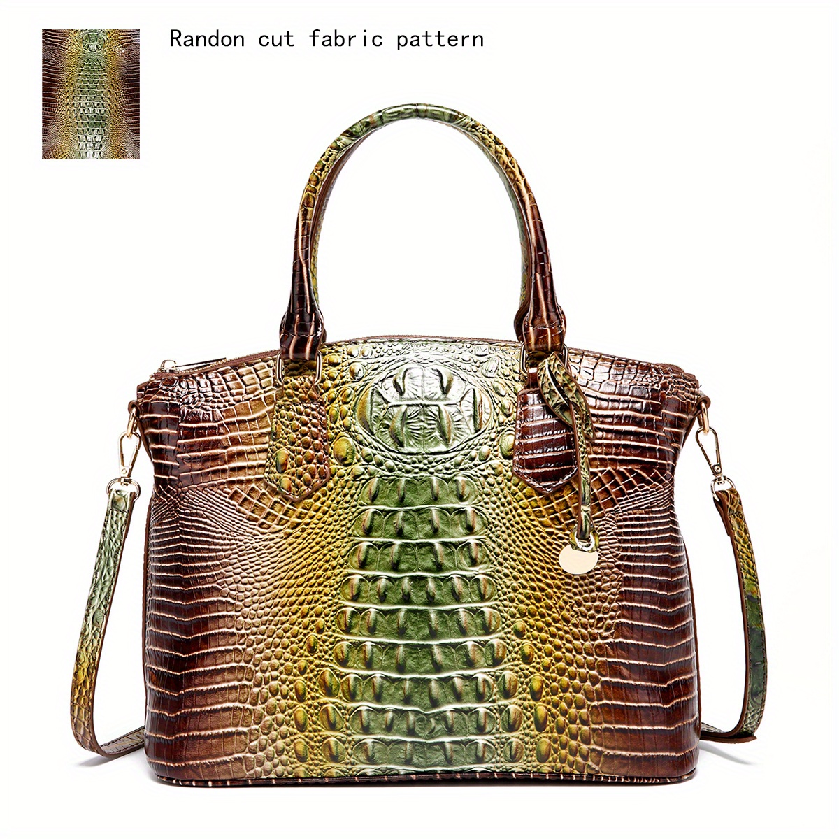 Crocodile Embossed Tote Bag, Ombre Color Handbag, Women's Leather Satchel  Purse - Temu Philippines