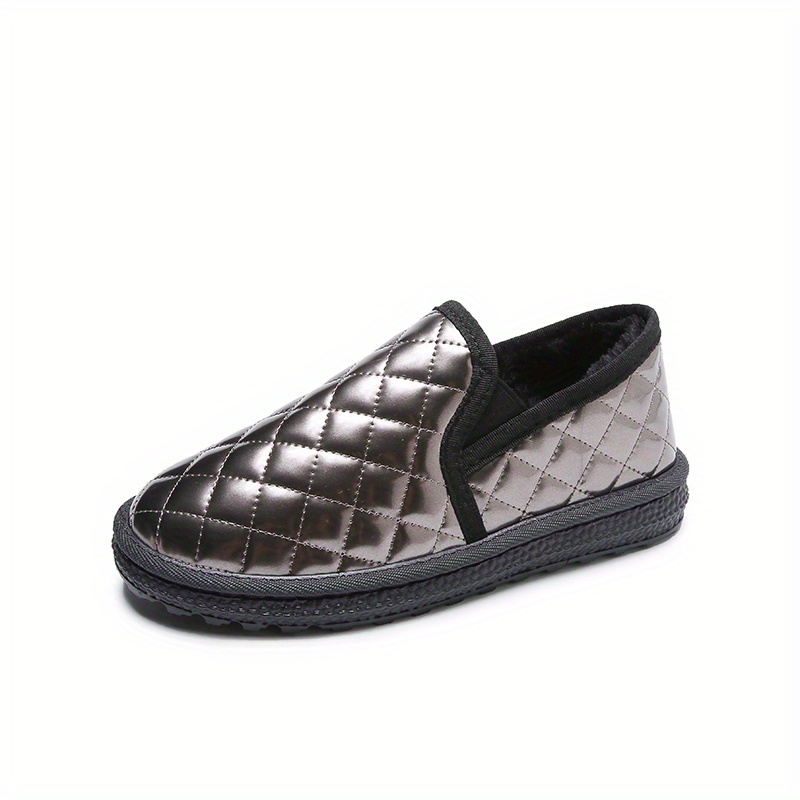 Black quilted hot sale slip ons