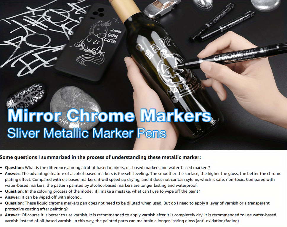 1/3Pcs Liquid Chrome Marker Pen 0.7/1/3mm Silver Gold Pump Paint for Glass  Paper