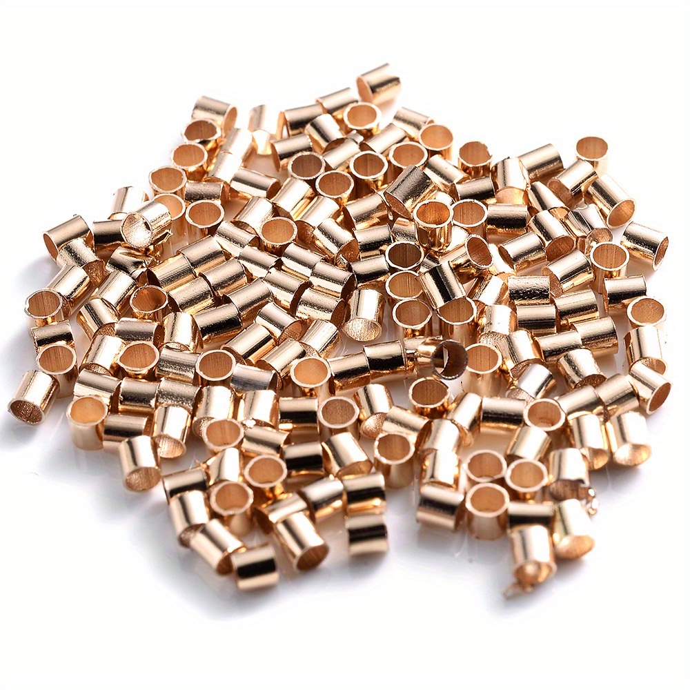 Golden Silver Copper Tube Crimp End Beads Stopper Spacer - Temu