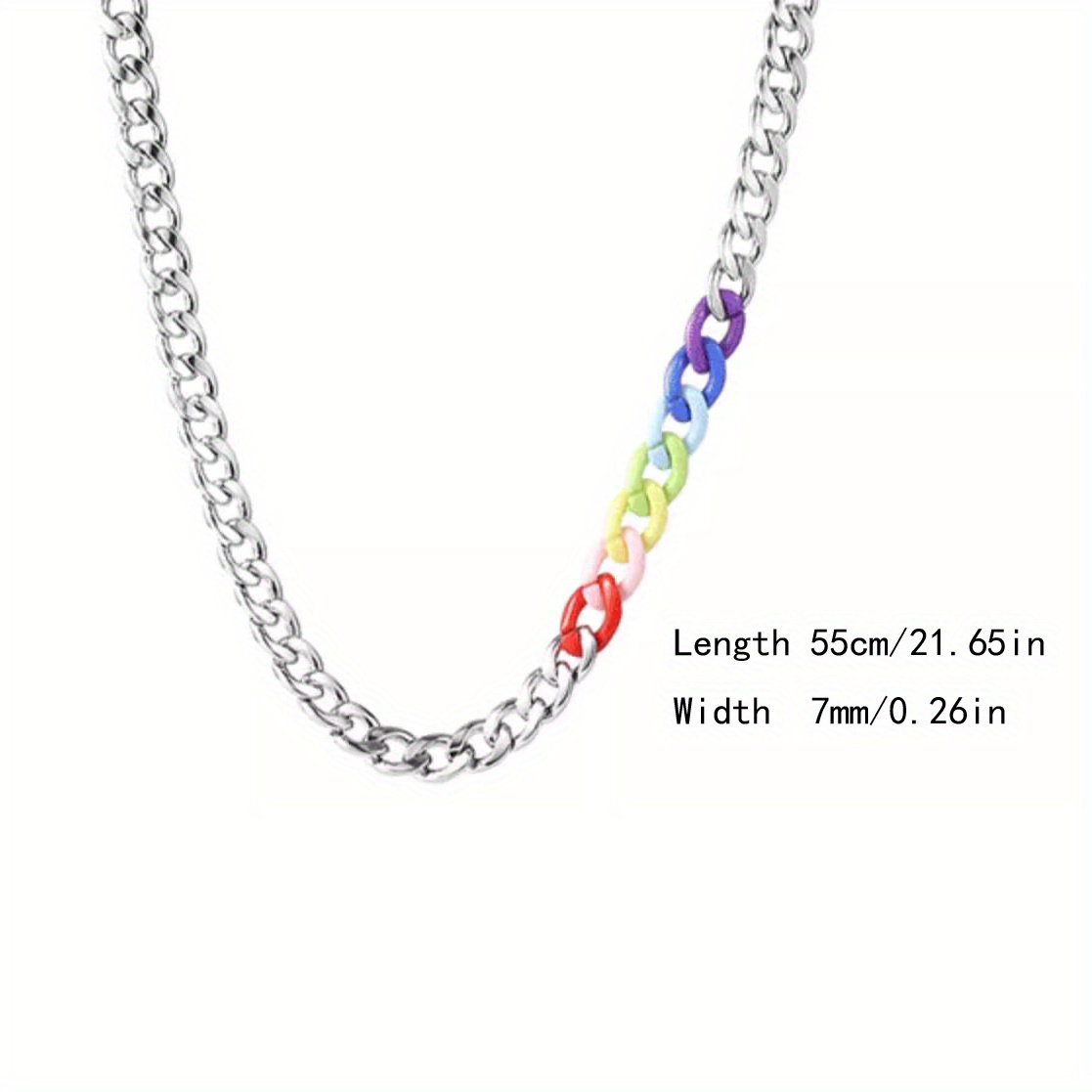 Rainbow Stainless Steel Cuban Chain Chain Hip Hop Stainless Steel Men's Chain  Necklace - Temu