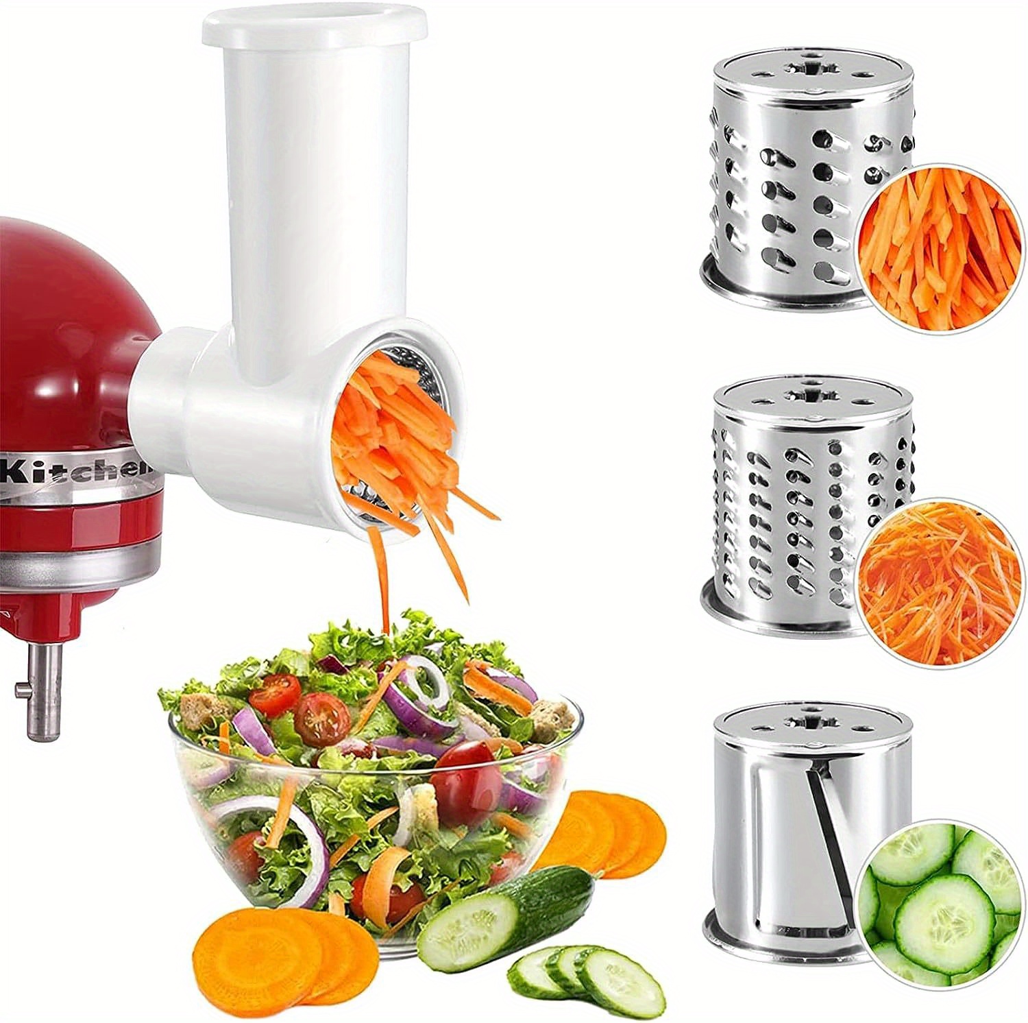  Slicer/Shredder Attachment fits KitchenAid Stand Mixer,Vegetable  Salad Maker Accessories,Fresh Prep Attachment,Cheese Grater Attachments for Kitchen  Aid Mixers Accessories Included 3 Blades: Home & Kitchen