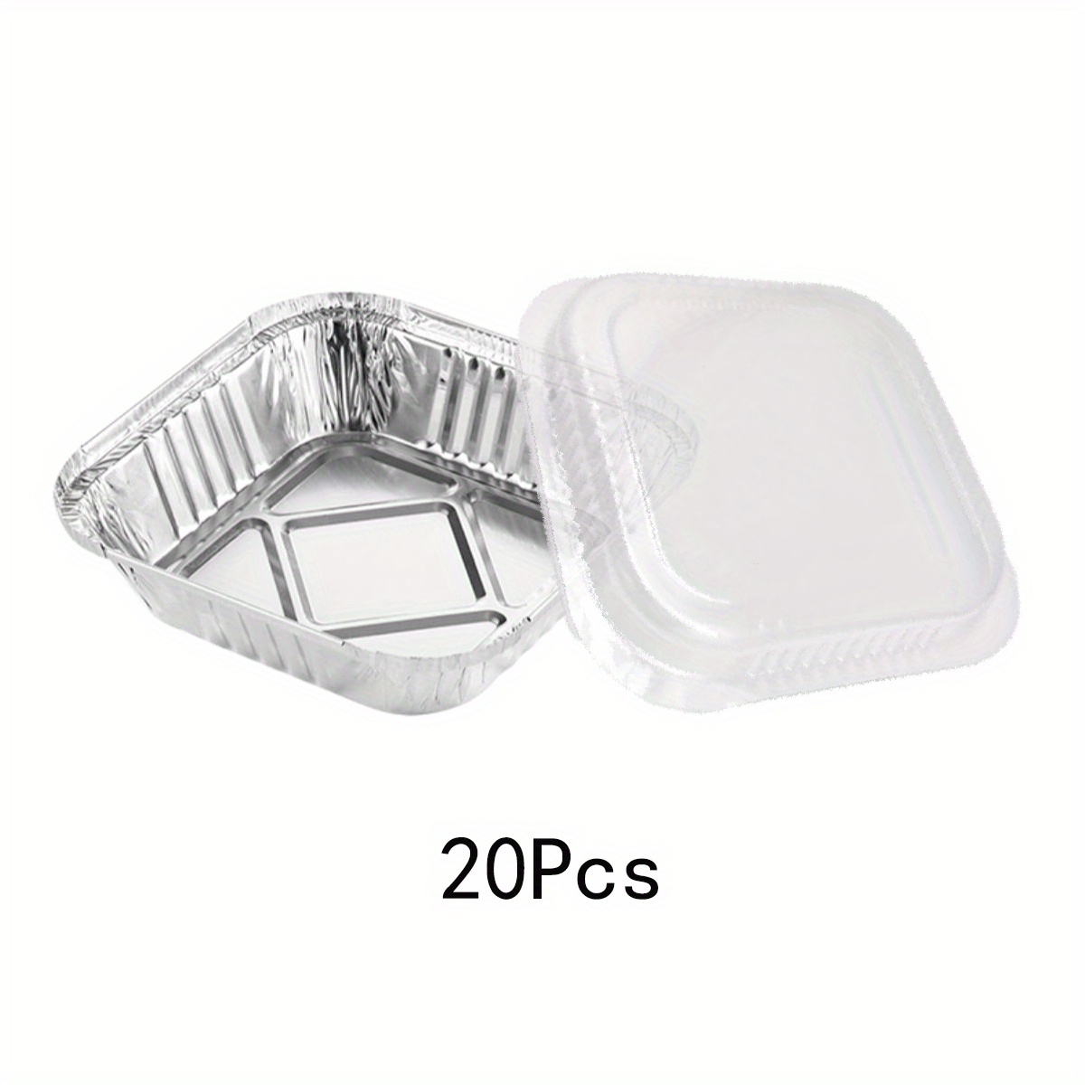 8x8 Foil Pans with Lids (20 Count) 8 Inch Square Aluminum Pans with Covers  - Foil Pans and Foil Lids - Disposable Food Containers Great for Baking