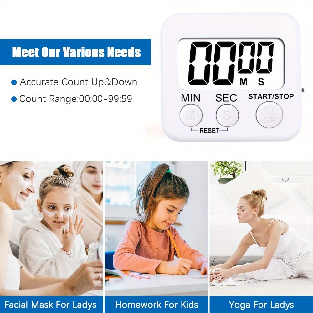 Digital Kitchen Timer Magnetic Backing Stand, Timers For Baking, Kitchen,  Study, Exercise Training, Count Up&count Down Clock Loud Alarm