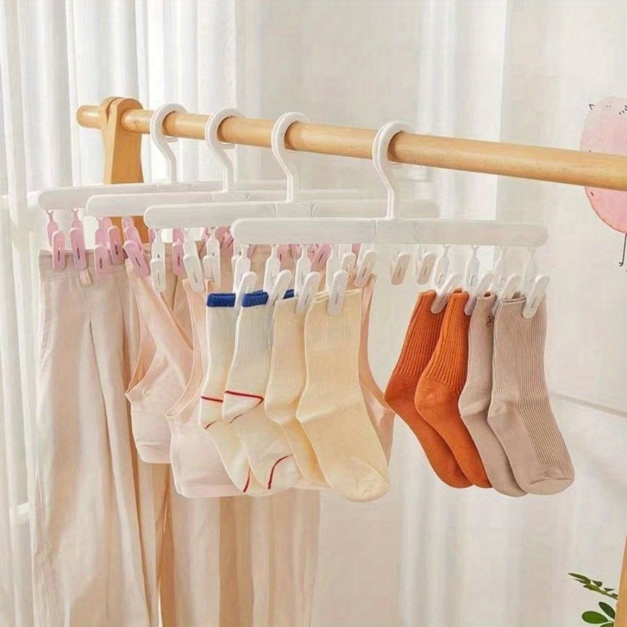 1pc Foldable 8-clip Clothes Hanger For Drying And Storing Baby