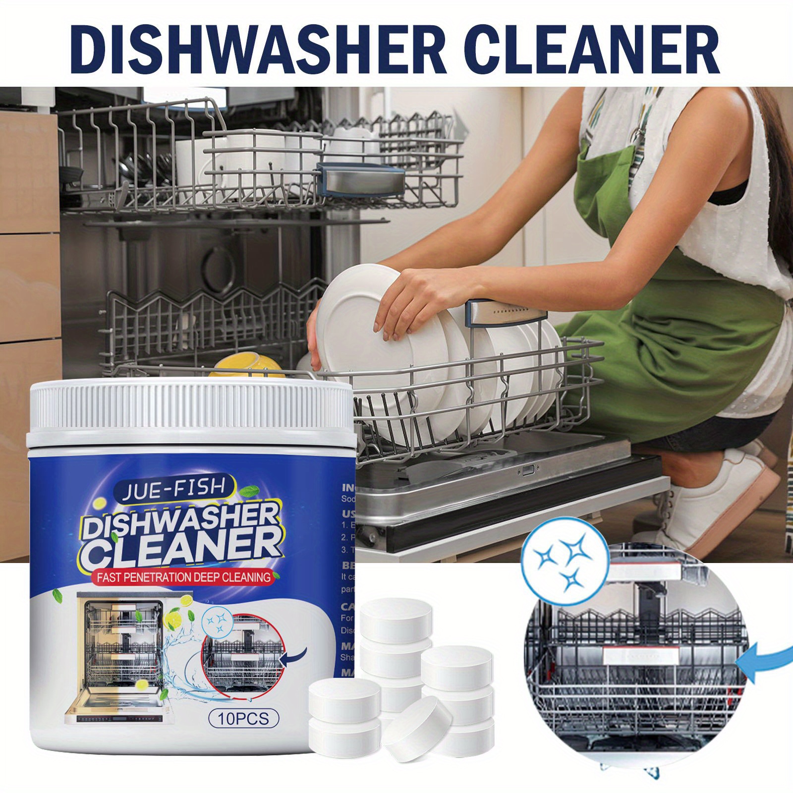 Juefish Rv Dishwasher Effervescent Tablets Cleaning Remove Water