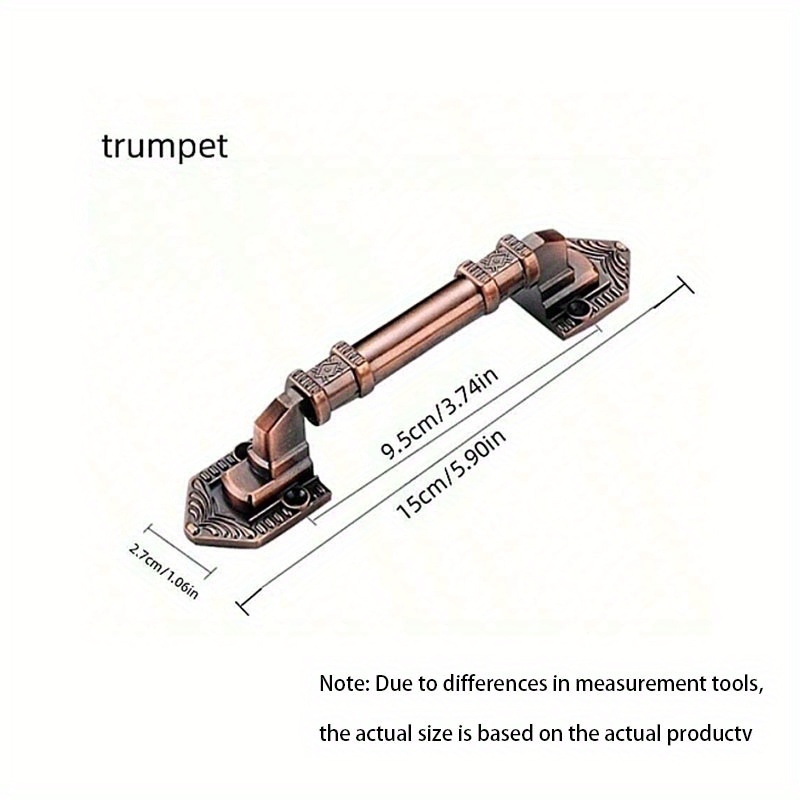 1 Pair Antique Copper And Red Ancient Pull Handles Large Door To Open