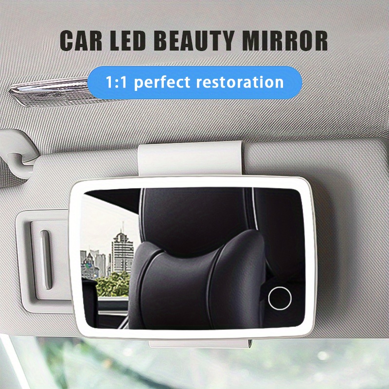 Car Sun Visor Makeup Mirror Led Light Anti shatter Car - Temu