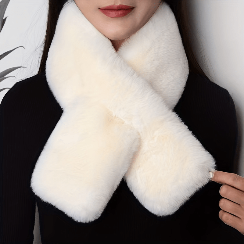 

1pc Winter Unisex Faux Fur Warm Thickened Scarf, Soft Girl Fashion Versatile Flat Cross Scarf