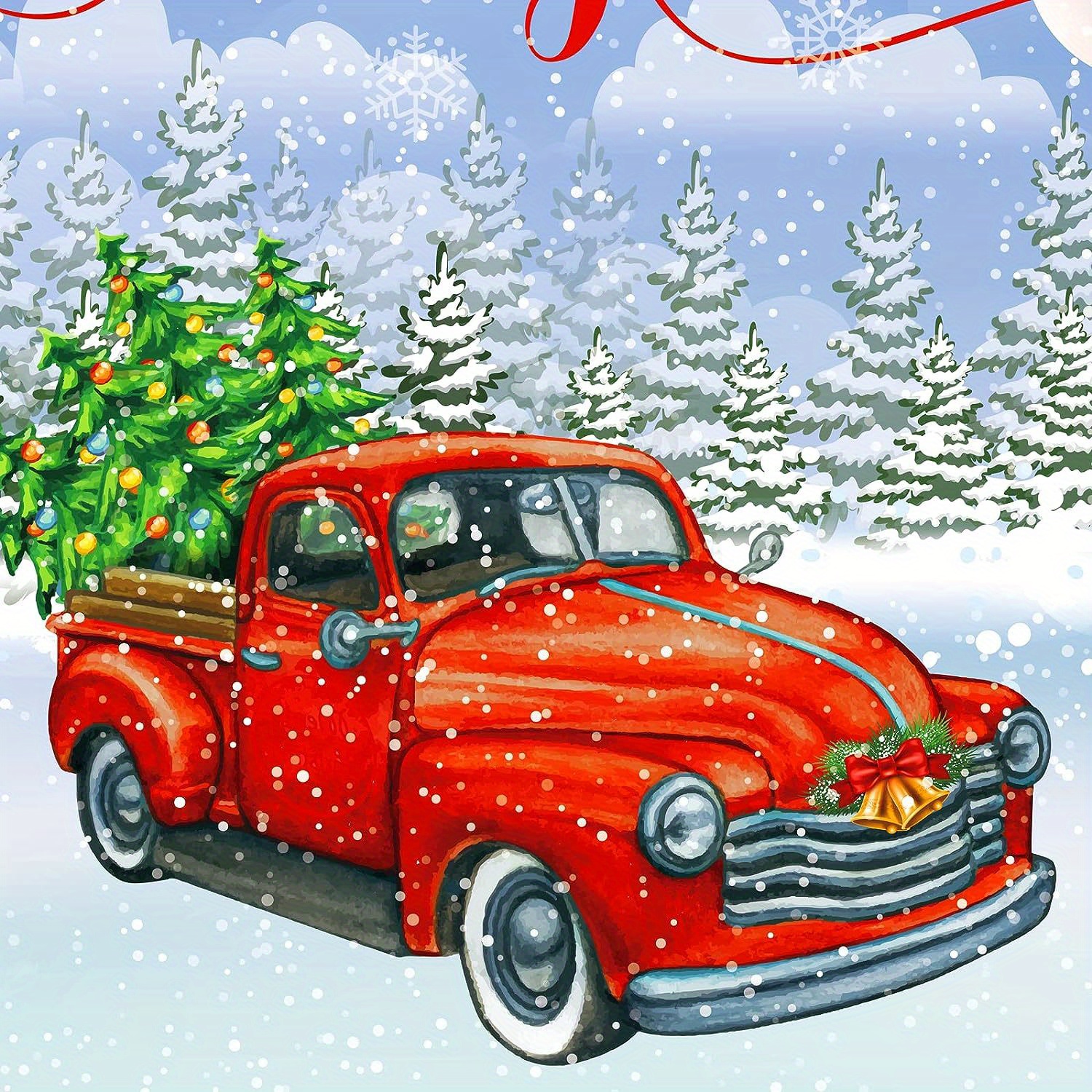 Merry Christmas Red Truck With Tree in Back Door Mat – Hera's