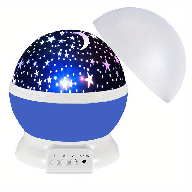 Gabba Goods, Baby Nightlight, Night Light, Nursery, Moon Star Projector 360 Degree Rotation, 4 LED Bulbs 6 Light Modes Changing with USB Cable, Uniqu