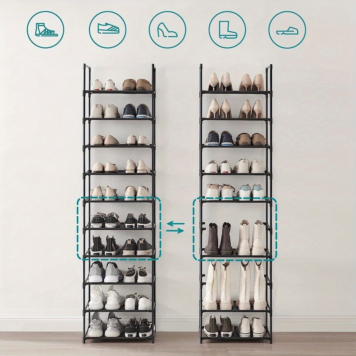 Fabric 10 Tiers Shoe Storage Rack, Home Storage & Organization